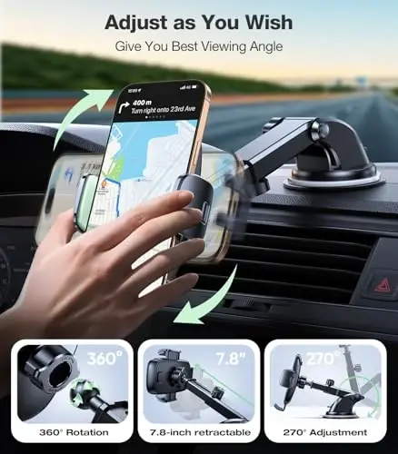 TORRAS 2026【Strongest Suction & Ultra-Durable】 Phone Holders for Your Car,【Patent & Safety Certs】 Car Phone Holder Mount Truck Stand for Dashboard Windshield Vent for iPhone 17 16 15 14 13, Sage - 5