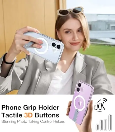 TORRAS 360° iPhone 16 uchun magnitli g‘ilof, [To‘liq kamera himoyasi][MagSafe uchun mos][16FT harbiy standartga mos tushishdan himoya] iPhone 16 uchun yupqa g‘ilof, tayanchli (6.1