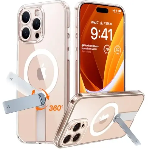 TORRAS 360° Stand Magnetic Case for iPhone 16 Pro Max Case, [Full Camera Protection] [Fit for MagSafe] [16FT Mil-Grade Drop Protection] Case for 16 Pro Max iPhone Case with Kickstand (6.9