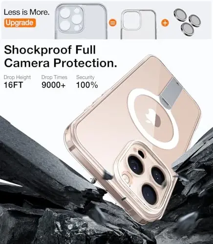 TORRAS 360° Stand Magnetic Case for iPhone 16 Pro Max Case, [Full Camera Protection] [Fit for MagSafe] [16FT Mil-Grade Drop Protection] Case for 16 Pro Max iPhone Case with Kickstand (6.9