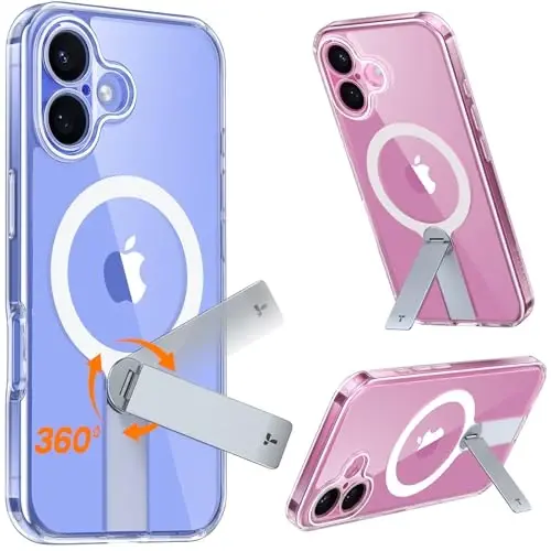 TORRAS 360° Stand & Magnetic Shockproof for iPhone 16 Plus Case with Full Camera Protection, Fit for MagSafe, 16FT Military Grade Shockproof Slim Phone Case for iPhone 16 Plus 6.7