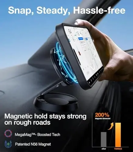 TORRAS 360° Stand & Magnetic Shockproof iPhone 16 Plus uchun g'ilof, to'liq kamera himoyasi, MagSafe uchun mos, 16FT harbiy darajadagi zarbaga chidamli nozik telefon g'ilofi iPhone 16 Plus 6.7