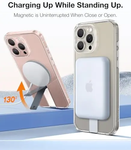 TORRAS 360 Stand & Magnetic Shockproof iPhone 16 Pro uchun g'ilofi, to'liq kamera himoyasi bilan, MagSafe uchun mos, 16FT harbiy darajadagi zarbga chidamli ingichka telefon g'ilofi iPhone 16 Pro 6.3