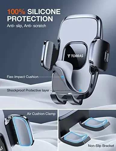 TORRAS Military-Grade Phone Holders for Your Car【96+LBS Strongest Suction】Car Phone Holder Mount, Ultra-Durable Cell Phone Car Mount Truck for Dashboard Windshield Vent for iPhone 17 16 15 Pro Max Air - 1