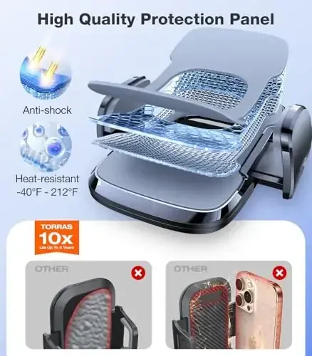 TORRAS Military-Grade Phone Holders for Your Car【96+LBS Strongest Suction】Car Phone Holder Mount, Ultra-Durable Cell Phone Car Mount Truck for Dashboard Windshield Vent for iPhone 17 16 15 Pro Max Air - 5