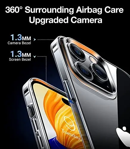 TORRAS Crystal Clear for iPhone 14 Pro Case, Ultra-Thin [Non-Yellowing] [Military Protection] Slim Fit Silicone TPU Cover for iPhone 14 Pro Phone Case, Soft, Clear, 6.1 inch - 4