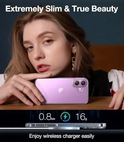 TORRAS Crystal Clear for iPhone 16 Plus Case, Ultra-Thin [Non-Yellowing] [Military Protection] Slim Fit Silicone TPU Cover for iPhone 16 Plus Phone Case, Soft, Clear, 6.7 inch - 6