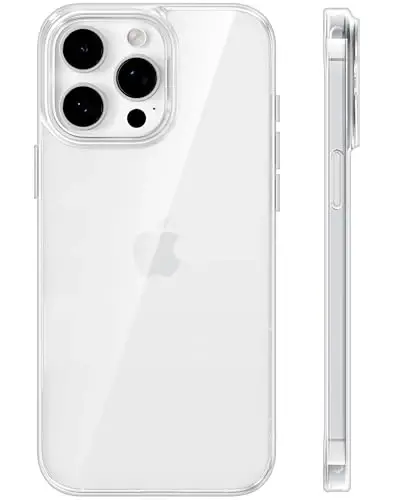 TORRAS Crystal Clear, iPhone 15 Pro Max uchun g'ilof, [Sarg'ayishga qarshi][Harbiy darajadagi himoya], Yupqa shaffof tirnalishga qarshi orqa panel, Yumshoq bamper, Sirpanmaydigan himoya g'ilofi, Shaffof 