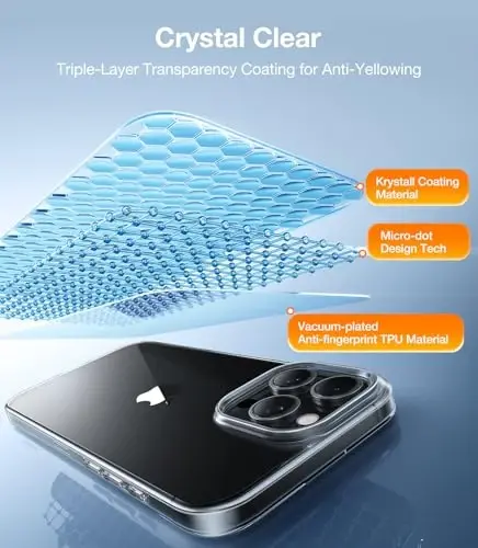 TORRAS Crystal Clear for iPhone 16 Pro Case, Ultra-Thin, Non-Yellowing, Military Protection, Slim Fit Silicone TPU Cover for iPhone 16 Pro Phone Case, Soft, Clear, 6.3 inch 