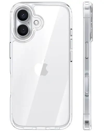 TORRAS Crystal Clear uchun iPhone 16 G‘ilofi, [Sarg‘ayishga qarshi][Harbiy darajadagi himoya], Yupqa shaffof tirnalishga qarshi orqa qism, Yumshoq bamper, Sirpanmaydigan himoya telefon g‘ilofi, Shaffof 6.1