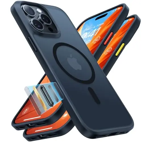 TORRAS for iPhone 16 Pro Case Translucent Matte Black | Compatible with MagSafe, Military Grade Drop Protection, Stronger Magnetic, Shockproof Airbag, Camera Control, Color Buttons, Slim Anti-Scratch - 1