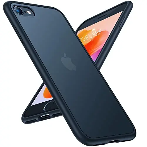 TORRAS Shockproof iPhone SE 2020 Case & iPhone 8 Case [Military Grade Drop Test] Translucent Matte Hard PC Back & Silicone TPU Bumper, Protective & Slim Fit for iPhone 7 case & SE2, Black - 1
