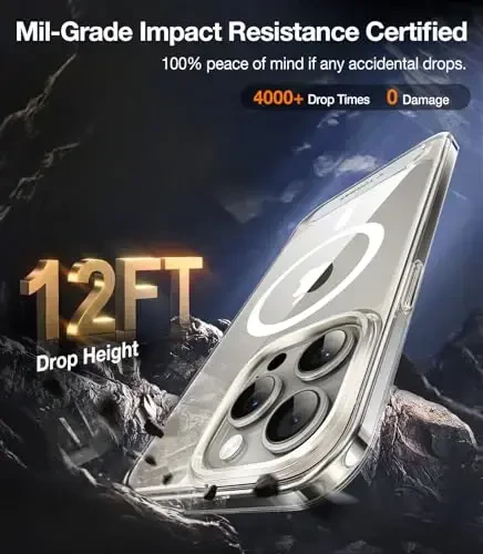 TORRAS для iPhone 15 Pro Max Diamond Clear | Прочный магнитный и бесшовный стенд, подходит для MagSafe, защита от падения военного класса, прочная регулируемая встроенная подставка, тонкий, не желтеет - 4