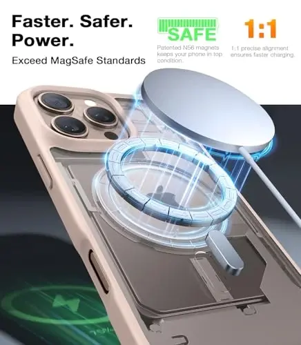 TORRAS для iPhone 16 Pro Чехол Полупрозрачная Матовая Задняя Крышка/Край Пустынного Титана | Совместим с MagSafe, Военная Защита от Падений, Усиленный Магнит, Ударопрочная Подушка Безопасности, Цветная Кнопка, Тонкий - 2