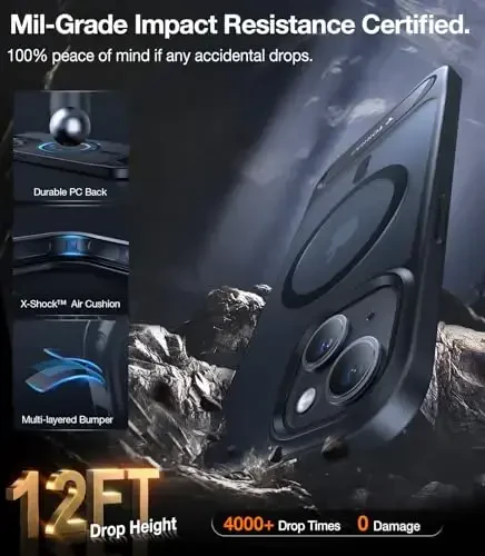 TORRAS for iPhone 13 Case/for iPhone 14 Case Translucent Black | Strong Magnetic & Seamless Stand, Fit for MagSafe, Military-Grade Drop Protection, Sturdy Adjustable Kickstand, Slim Matte Finish - 4