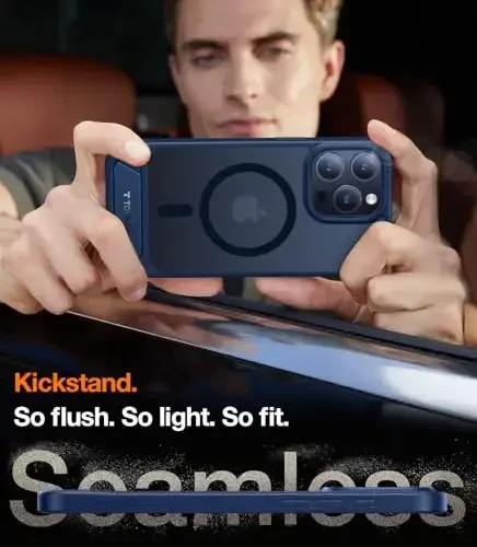 TORRAS for iPhone 15 Pro Max Case Translucent Blue | Strong Magnetic & Seamless Stand, Fit for MagSafe, Military-Grade Drop Protection, Sturdy Adjustable Built-in Kickstand, Slim Matte Finish - 5