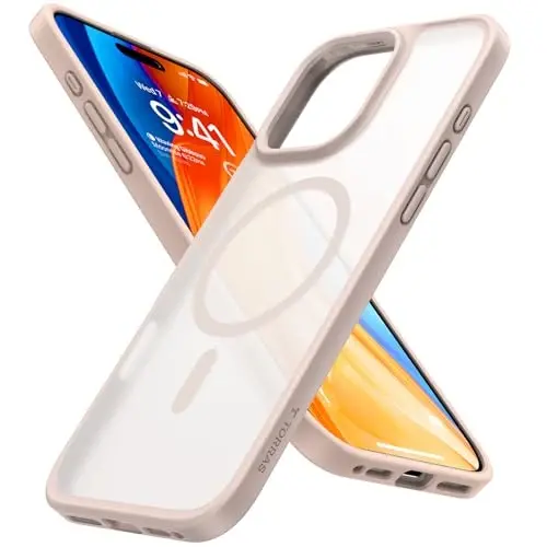 TORRAS for iPhone 16 Pro Case Translucent Matte Back/Desert Titanium Edge | Compatible with MagSafe, Military Grade Drop Protection, Stronger Magnetic, Shockproof Airbag, Color Button, Slim - TORRAS