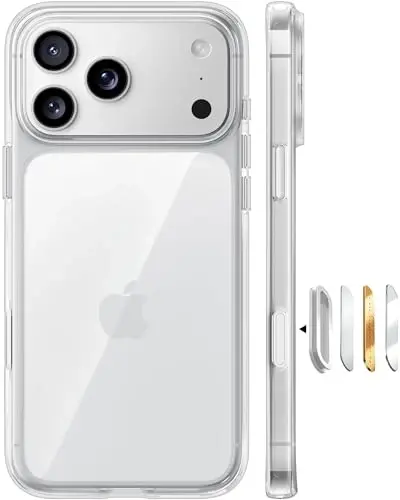 TORRAS for iPhone 17 Pro Case, Beyond Military-Grade Protection, Camera Control Button, DIY Buttons, Slim Thin Shockproof Hard Back Anti-Yellowing Anti-Scratch Phone case for iPhone 17 Pro, Clear - TORRAS