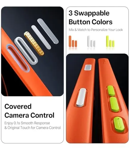 TORRAS for iPhone 17 Pro Case, Beyond Military-Grade Protection, Camera Control Button, DIY Buttons, Translucent Matte Slim Thin Shockproof Hard Back Anti-Scratch case for iPhone 17 Pro, Cosmic Orange - 5