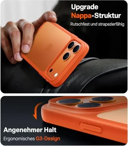 TORRAS for iPhone 17 Pro Case, Beyond Military-Grade Protection, Camera Control Button, DIY Buttons, Translucent Matte Slim Thin Shockproof Hard Back Anti-Scratch case for iPhone 17 Pro, Cosmic Orange - 6