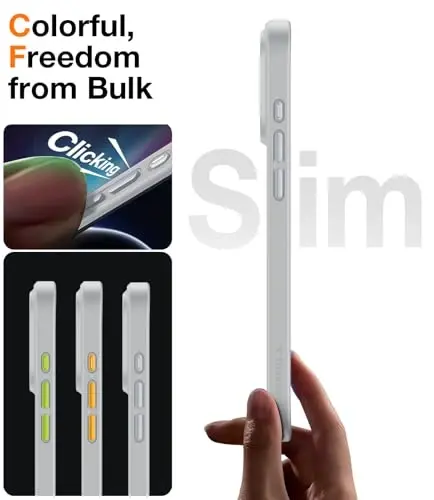 TORRAS for iPhone 17 Pro Case, Beyond Military-Grade Protection, Camera Control Button, DIY Buttons, Translucent Matte Slim Thin Shockproof Hard Back Anti-Scratch case for iPhone 17 Pro, Silver White - 4