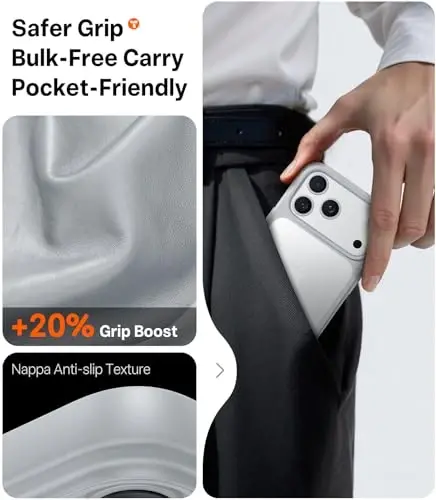 TORRAS for iPhone 17 Pro Case, Beyond Military-Grade Protection, Camera Control Button, DIY Buttons, Translucent Matte Slim Thin Shockproof Hard Back Anti-Scratch case for iPhone 17 Pro, Silver White - 6