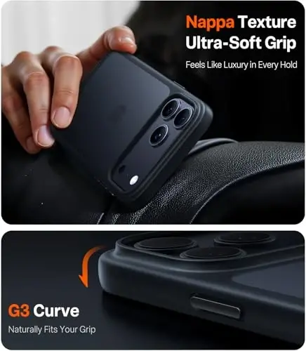 TORRAS for iPhone 17 Pro Case, Beyond Military-Grade Protection, Camera Control Button, DIY Buttons, Translucent Matte Slim Thin Shockproof Hard Back Anti-Scratch Phone case for iPhone 17 Pro, Black - 7