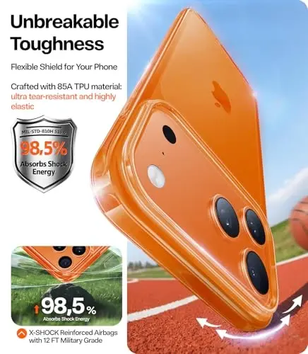 TORRAS for iPhone 17 Pro Case Crystal Orange, Ultra-Thin, 2025 Upgraded Non-Yellowing, Military-Grade Protection, Slim Case for iPhone 17 Pro Phone Case, Soft, Anti-Scratch, Orange - 4