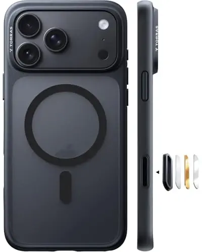 TORRAS for iPhone 18 Pro Case with MagSafe, 4X Mil-Grade Protection, Black | Camera Control Cover, Thin & Protective Magnetic Case, Translucent Matte with Soft Silicone Edge Slim Phone Guardian - 1