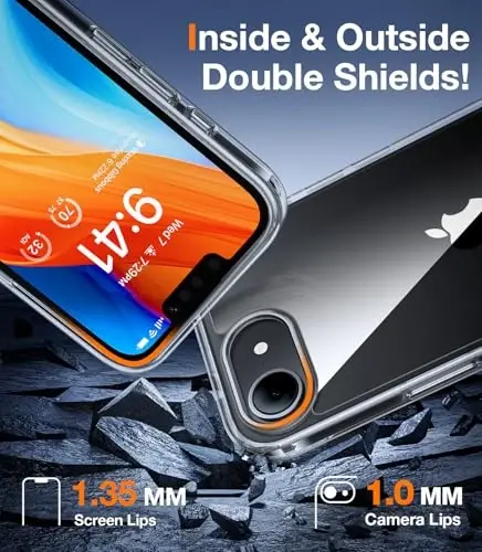 TORRAS Guardian Diamond Clear for iPhone 16e Case 2025, [Non-Yellowing] Military-Grade Test Protection Durable 16e Case Slim Thin Anti-Scratch DIY-Buttons Hard PC Back Case for iPhone 16e 6.1