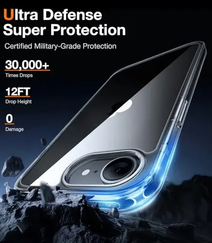 TORRAS Guardian Diamond Clear for iPhone 16e Case 2025, [Non-Yellowing] Military-Grade Test Protection Durable 16e Case Slim Thin Anti-Scratch DIY-Buttons Hard PC Back Case for iPhone 16e 6.1