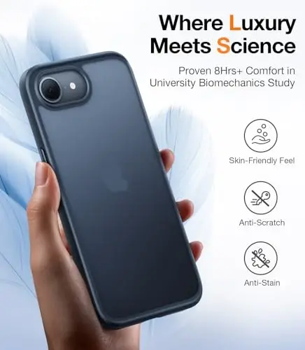 TORRAS Guardian Shockproof for iPhone 16e Case 2025, Military Grade Test Protection 16e Phone Case Slim Thin Durable DIY Buttons Anti Scratch Translucent Matte Hard Back Case for 16e Case 6.1