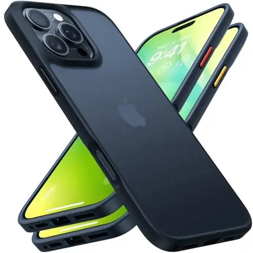 TORRAS Guardian Shockproof for iPhone 16 Pro Case, [4X Harbiy daraja himoya] Tirnalishga qarshi DIY-tugmalar ingichka shaffof matli qattiq orqa qobiq iPhone 16 Pro uchun, Qora - 2
