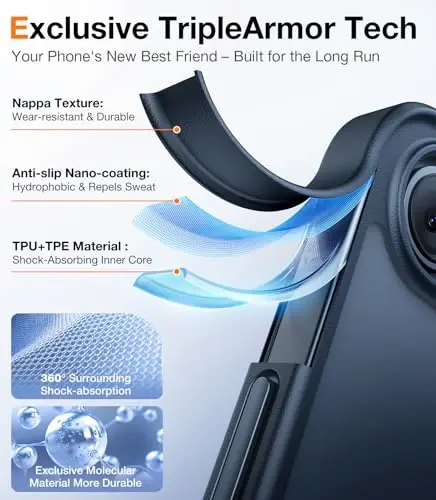 TORRAS Guardian Shockproof for iPhone 16e Case 2025, Military Grade Test Protection 16e Phone Case Slim Thin Durable DIY Buttons Anti Scratch Translucent Matte Hard Back Case for 16e Case 6.1