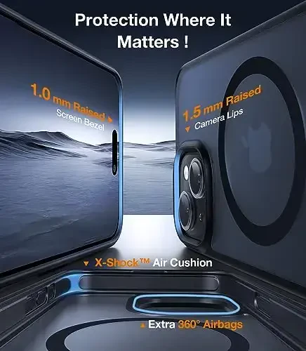 TORRAS for iPhone 15 Case Translucent Black | Strong Magnetic & Seamless Stand, Fit for MagSafe, Military-Grade Drop Protection, Sturdy Adjustable Built-in Kickstand, Slim Matte Finish - 1