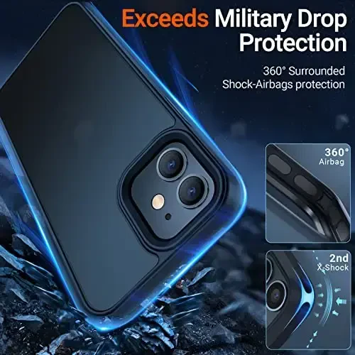 TORRAS iPhone 12 gʻilofi/iPhone 12 Pro gʻilofi uchun zarbga chidamli, [Harbiy darajadagi tushish sinovidan oʻtgan] Yarim shaffof mat qattiq kompyuter orqa tomoni yumshoq silikon qirrasi bilan Ingichka himoya qiluvchi Guardian, Qora - 2