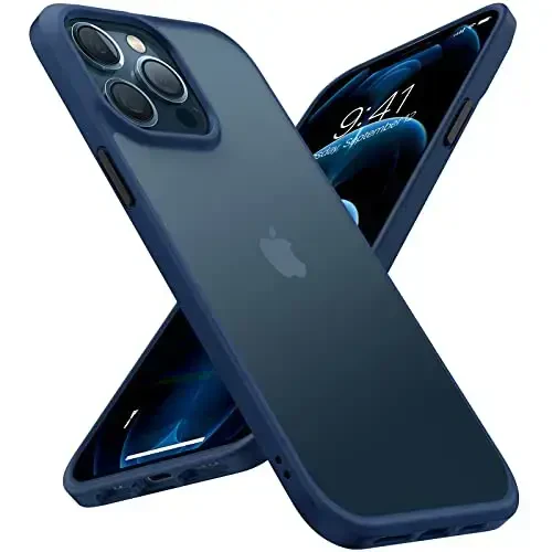 TORRAS Shockproof Compatible for iPhone 12 Case for iPhone 12 Pro Case, [Military Grade Drop Tested] Translucent Matte Hard PC Back with Soft Silicone Edge Slim Protective Guardian, Blue 