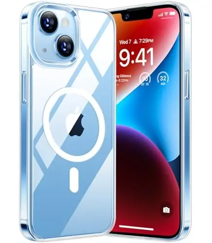 TORRAS iPhone 13 Case/iPhone 14 Case uchun, [MagSafe bilan mos][Harbiy darajadagi himoya va chidamli] Magnit zarbga chidamli tirnalishga qarshi gibrid ingichka telefon qutisi iPhone 13/14, shaffof 