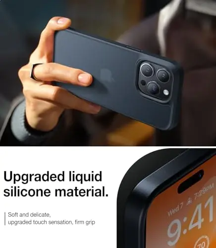 TORRAS iPhone 13 Pro Max uchun zarbga chidamli g‘ilof, [Harbiy darajadagi tushishdan himoya] [Elegent premium teginish] Yarim shaffof matli telefon g‘ilofi iPhone 13 Pro Max uchun, Guardian seriyasi, muzli qora - 5