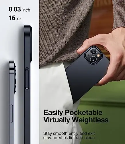 TORRAS Magnetic Slim Fit for iPhone 13 Case/iPhone 14 Case, [Ultra Thin][Compatible with MagSafe][Velvet Touch], Case for iPhone 13 & iPhone 14 Phone Case Hard PC Sturdy Anti Scratch, Black - 6