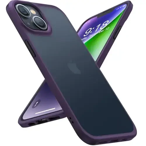 TORRAS iPhone 14 & 13 uchun yangilangan zarbga chidamli g'ilof, harbiy standart bo'yicha sinovdan o'tgan, ingichka, to'q binafsha rang - 1