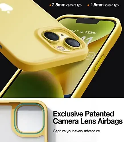 TORRAS Upgraded Shockproof for iPhone 14 Case [10FT Military Drop Protection][Sleek Premium Touch] Translucent Back & Soft Edge Slim Silicone Cover, Yellow - 4