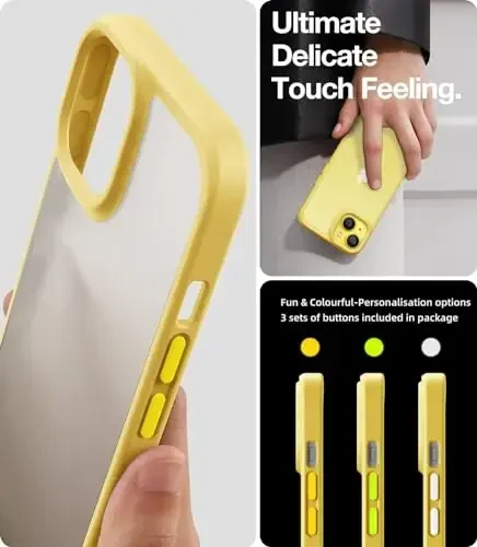 TORRAS Upgraded Shockproof for iPhone 14 Case [10FT Military Drop Protection][Sleek Premium Touch] Translucent Back & Soft Edge Slim Silicone Cover, Yellow - 5