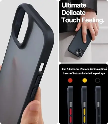 TORRAS Upgraded Shockproof for iPhone 14 Case [10FT Military Drop Protection][Sleek Premium Touch] Translucent Back & Soft Edge Slim Silicone Cover, Yellow - 5