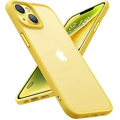 TORRAS Upgraded Shockproof for iPhone 14 Case [10FT Military Drop Protection][Sleek Premium Touch] Translucent Back & Soft Edge Slim Silicone Cover, Yellow 