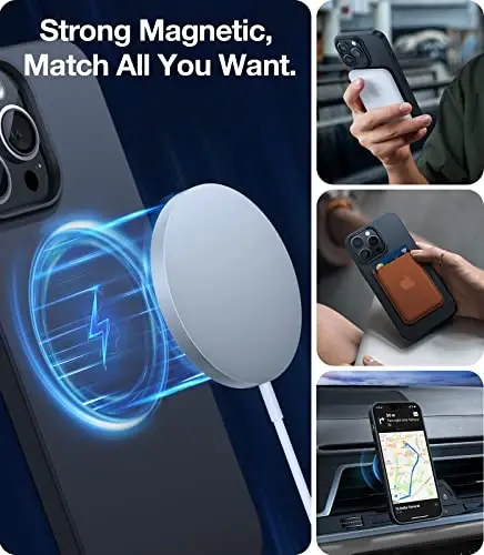 TORRAS Magnetic Slim Fit Designed for iPhone 14 Pro Case, Ultra Thin Strong Magnetic Velvety Touch Anti-Scratch Compatible with MagSafe Cover Phone Case for iPhone 14 Pro, Space Black - 3