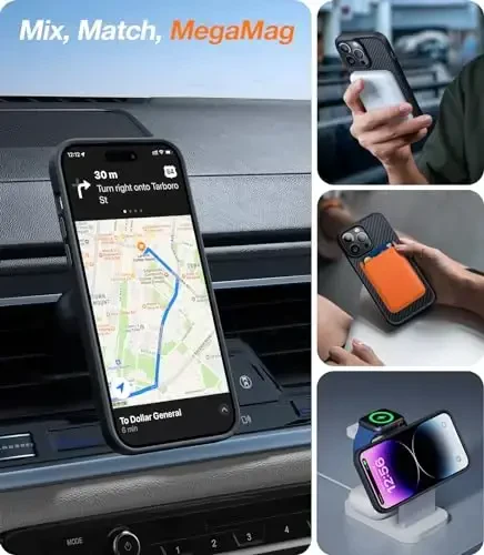 TORRAS iPhone 14 Pro uchun kuchliroq magnitli g'ilofni yangiladi, 12 FT harbiy sinovdan o'tgan, MagSafe bilan mos, iPhone 14 Pro telefon g'ilofi uchun chizishga chidamli, Aramid tolali orqa/qora qirra - 3