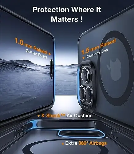 TORRAS iPhone 14 Pro uchun yangilangan magnit va stend [Harbiy darajadagi zarba sinovidan o'tgan] [MagSafe bilan mos] Yupqa ingichka muzli g'ilof iPhone 14 Pro telefon g'ilofi Professional (6.1