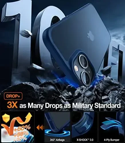 TORRAS iPhone 14 uchun yangilangan zarbga chidamli g'ilof [12 FT harbiy tomchidan himoya][Silliq premium teginish] Yarim shaffof orqa va yumshoq qirrali ingichka silikon qopqoq, muzli qora - 2