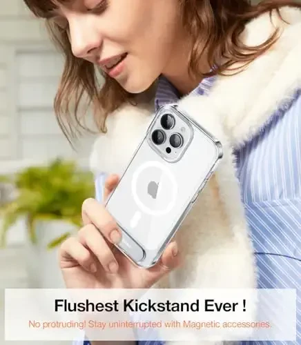 TORRAS Upgraded Magnetic & Stand for iPhone 15 Pro Case [Military Grade Drop Tested] [Compatible with MagSafe] Slim Thin Light Frosted Case for iPhone 15 Pro Phone Case Professional (6.1